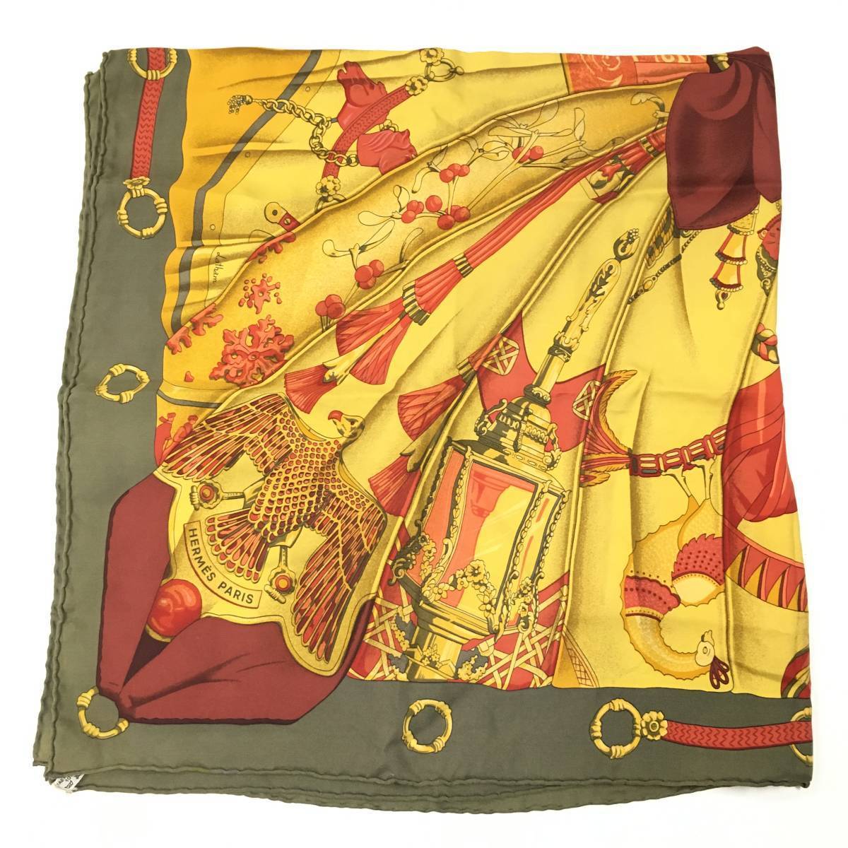 HERMES エルメス オレンジ スカーフ（シルクの太陽) 】エルメスカレ90