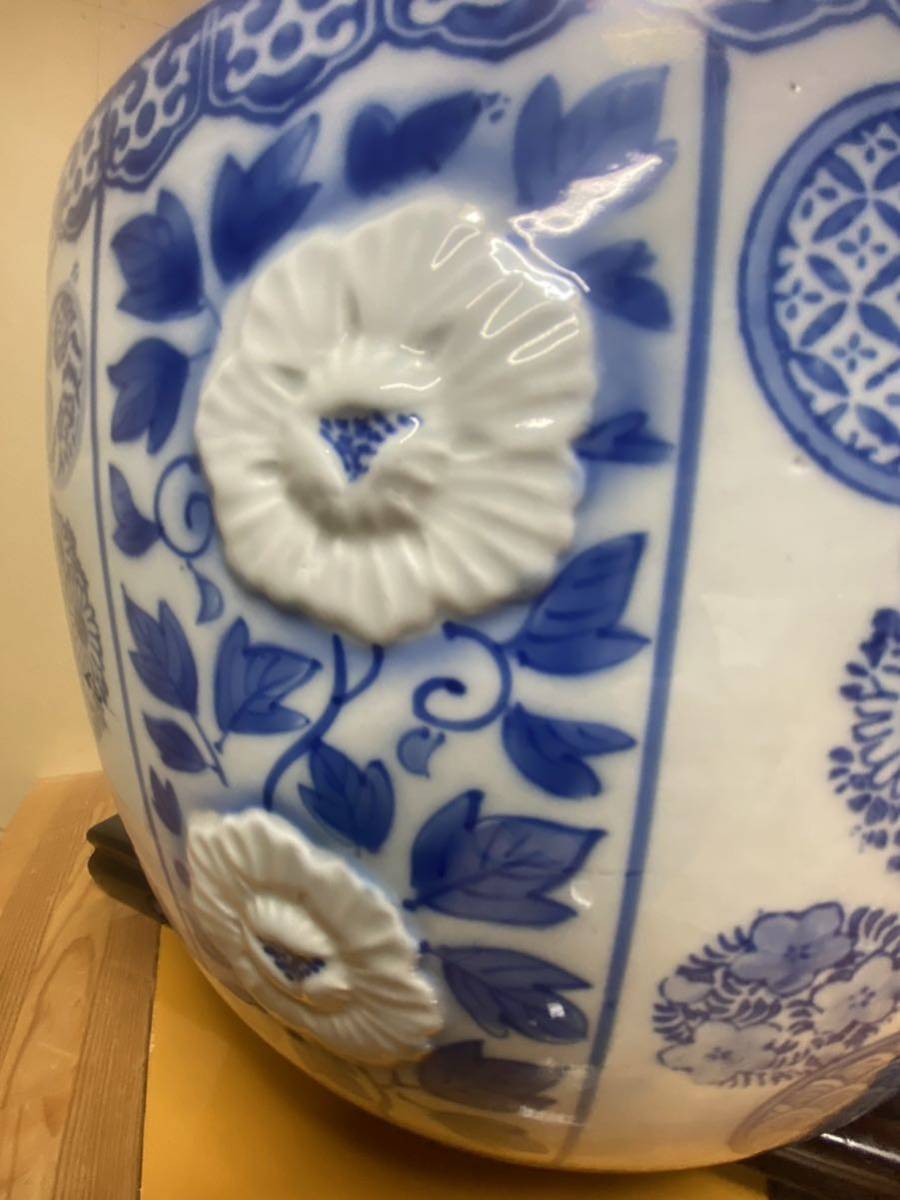 ペット用品 睡蓮鉢 陶器製 アンティーク 大型 水鉢 火鉢 メダカ鉢 寿