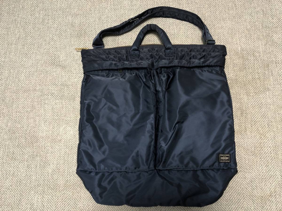未使用級 ポーター タンカー 2wayヘルメットバッグ アイアンブルー
