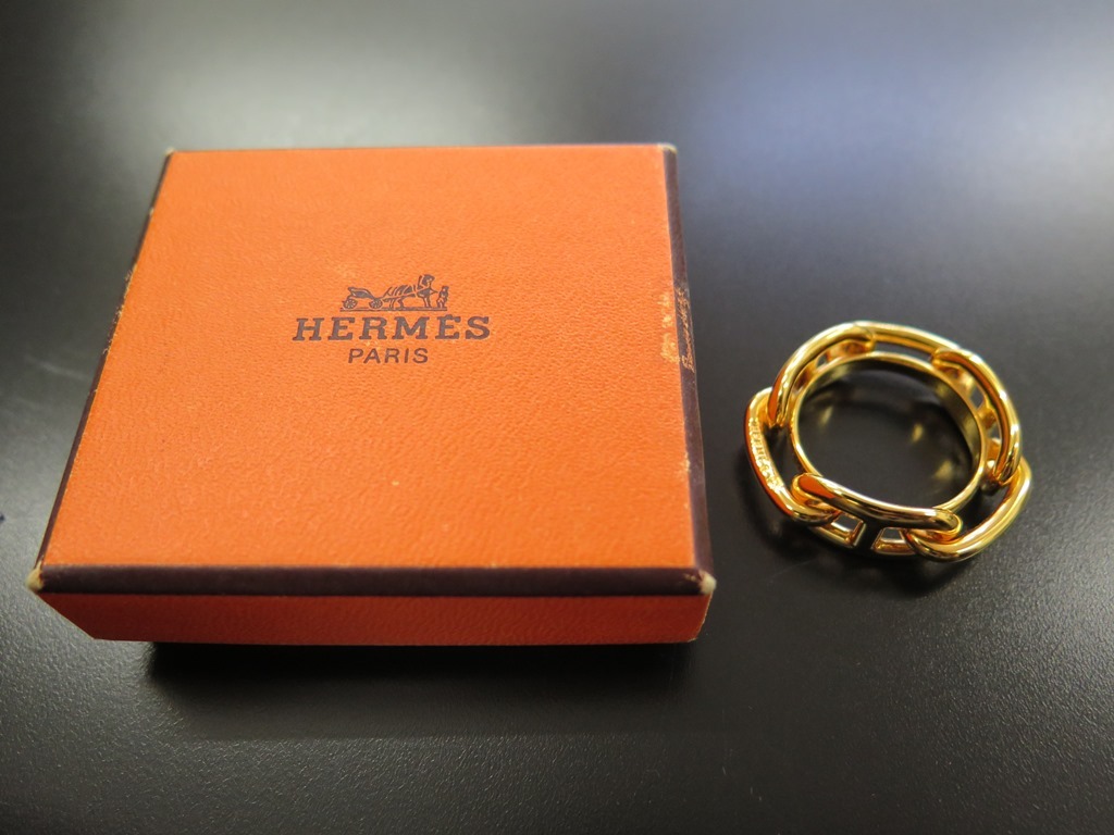 HERMES エルメス　スカーフリング/シェーヌダンクル ゴールド色