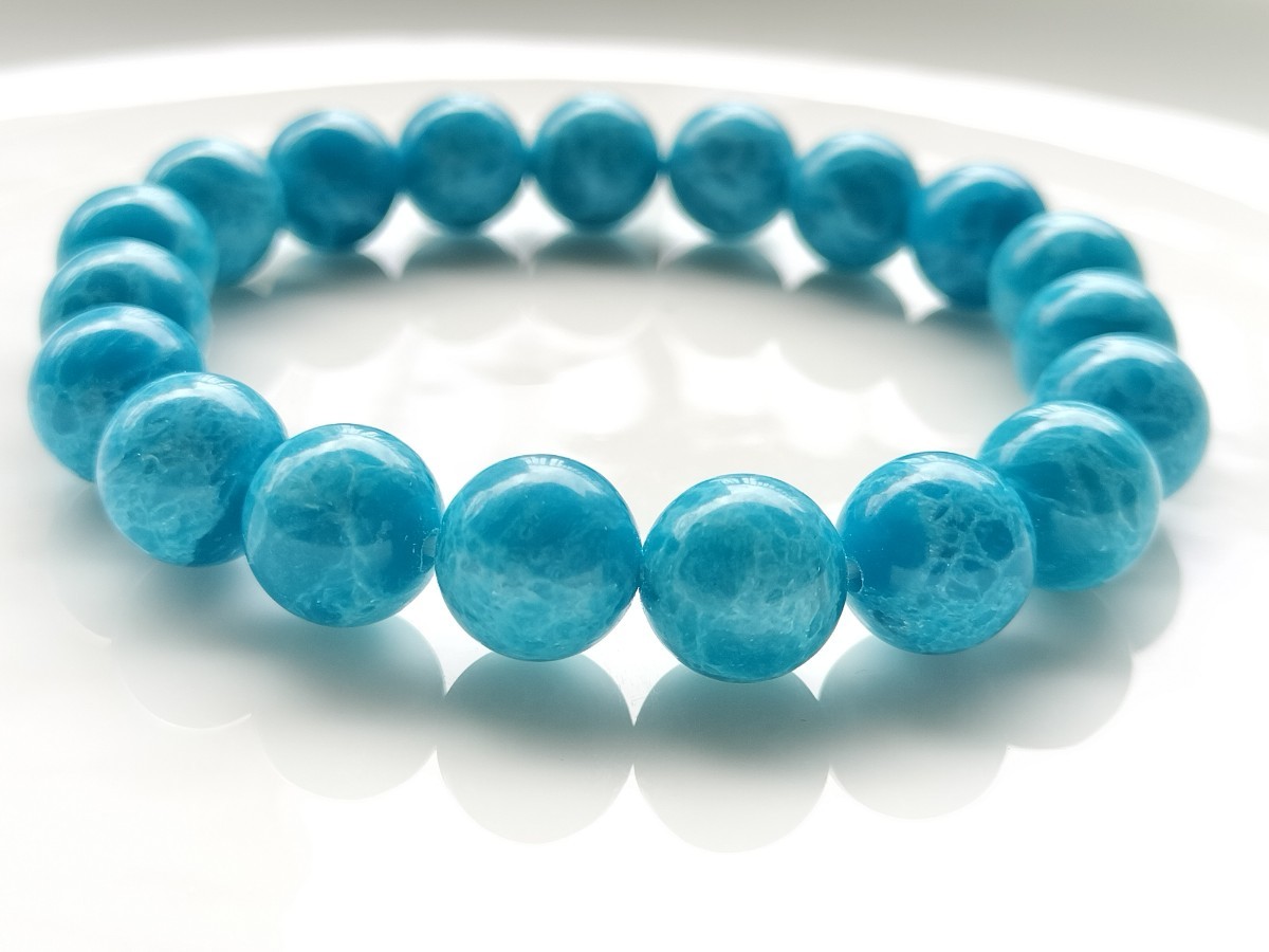 ラリマー 海紋石 天然石 丸玉 ブレスレット 10mm 【公式通販】