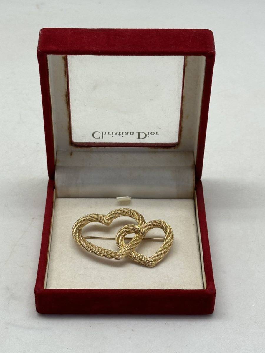 Christian Dior クリスチャン・ディオール ブローチ ハート型 外箱付属