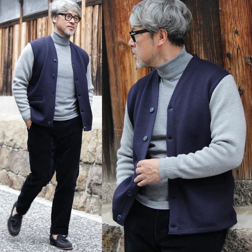 廉価販売 新品 22AW 別注 BONCOURA BICOLOR IVY CARDIGAN バイカラー