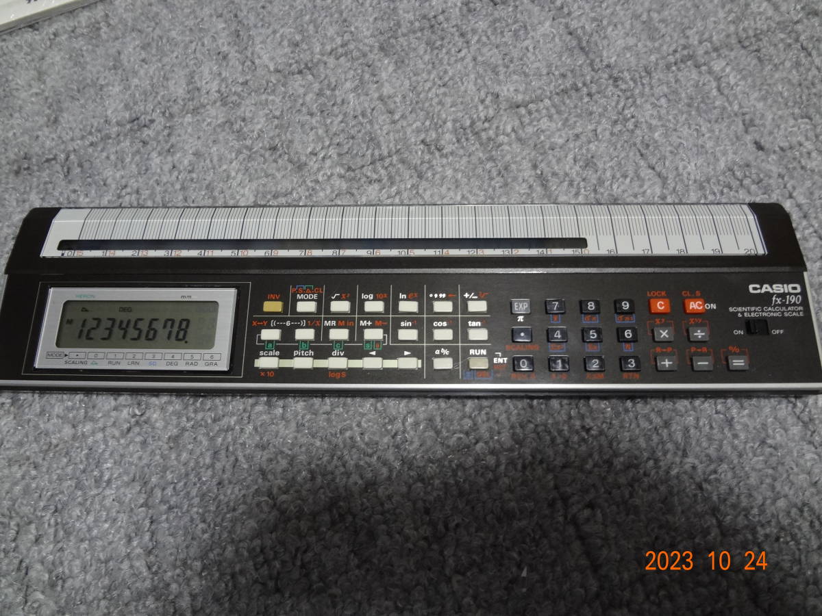 レトロ電卓 カシオ スケール機能付き 関数電卓 CASIO fx-190 説明書 