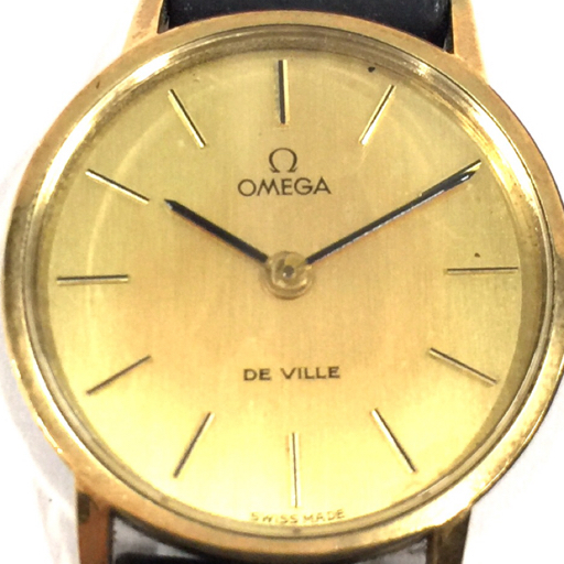 オメガ デビル 手巻き 機械式 腕時計 レディースゴールド文字盤 不動