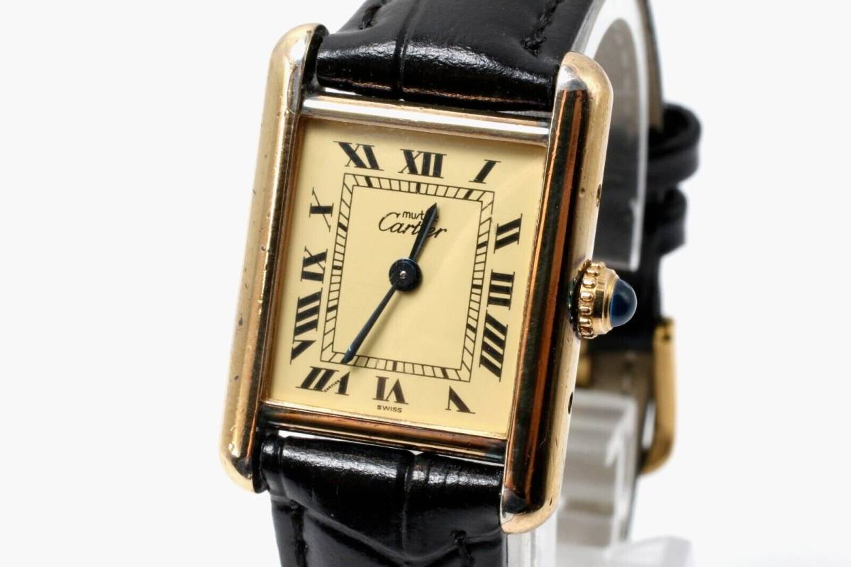 【メンテナンス済】Cartier カルティエ マスト タンク アイボリー ローマン SM ブランド時計