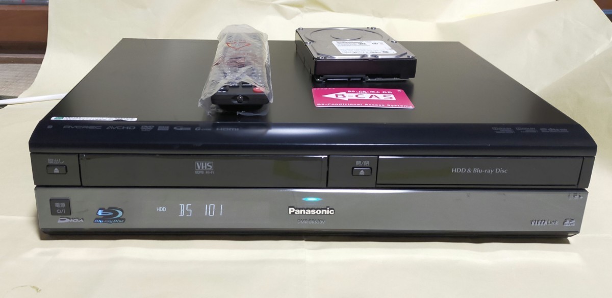 DMR-BR630V　HDD 1TB換装　VHS　新品リモコン　DIGA　PANASONIC