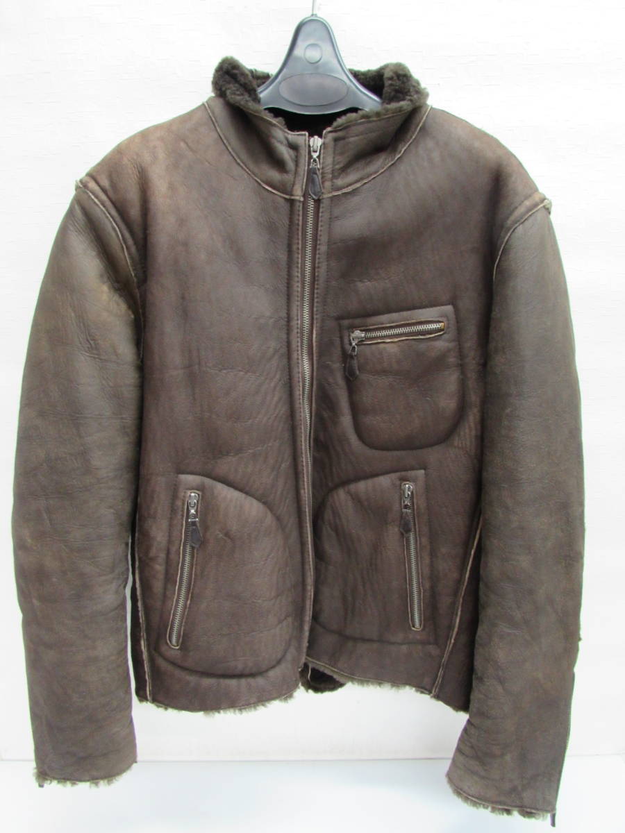 ALEXANDER JULIAN アレキサンダージュリアン 羊革 ムートン ブルゾン ライダース 茶 ブラウン Sサイズ 