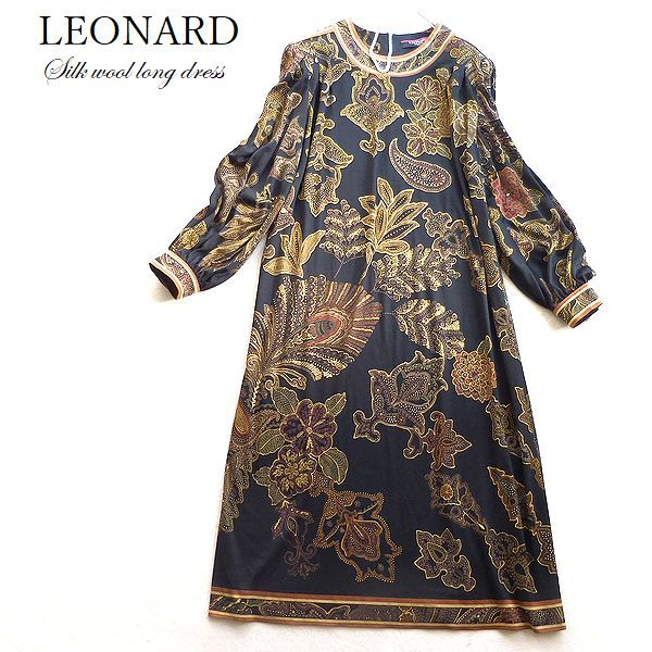 3点送料無料☆高級 LEONARD レオナール 大きいサイズ LL 黒地 金 3点送料無料☆高級 LEONARD レオナール 大きいサイズ LL 黒地 金