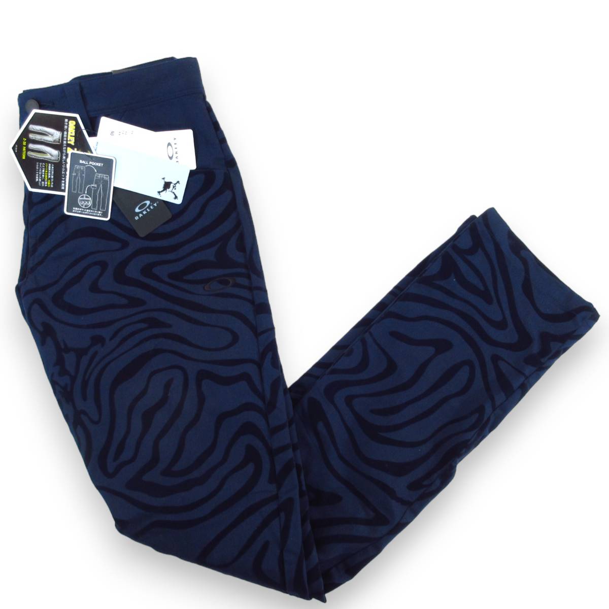 定1.4万 新品◆OAKLEY◆ストレッチ スカル Z-3D テーパード パンツ 12.0 紺 US 36 JPN 38◆オークリー ゴルフ 402857◆J1319