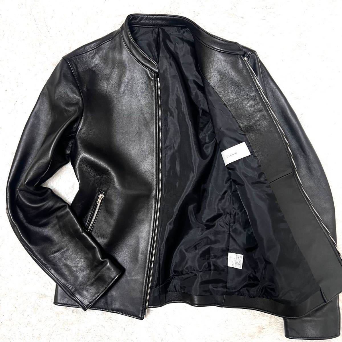 極美品 希少L リドム シングルライダースジャケット ラムレザー 羊革 ブラック 1円 希少 Lサイズ 漂う高級感 LIDNM リドム ラムレザー ライダース