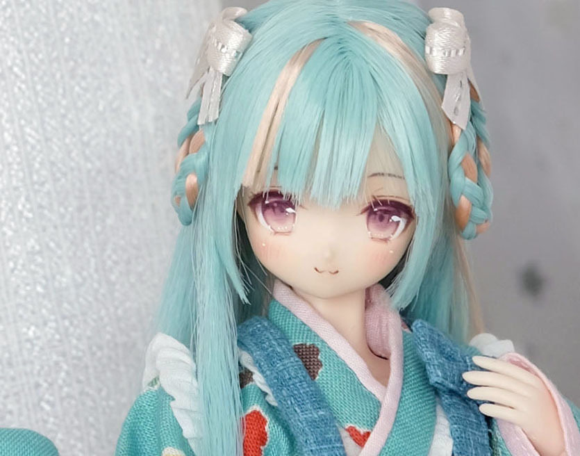 1/6カスタムヘッド(ピュアニーモ用植毛ヘッド・ホワイト肌・パステルブルー）