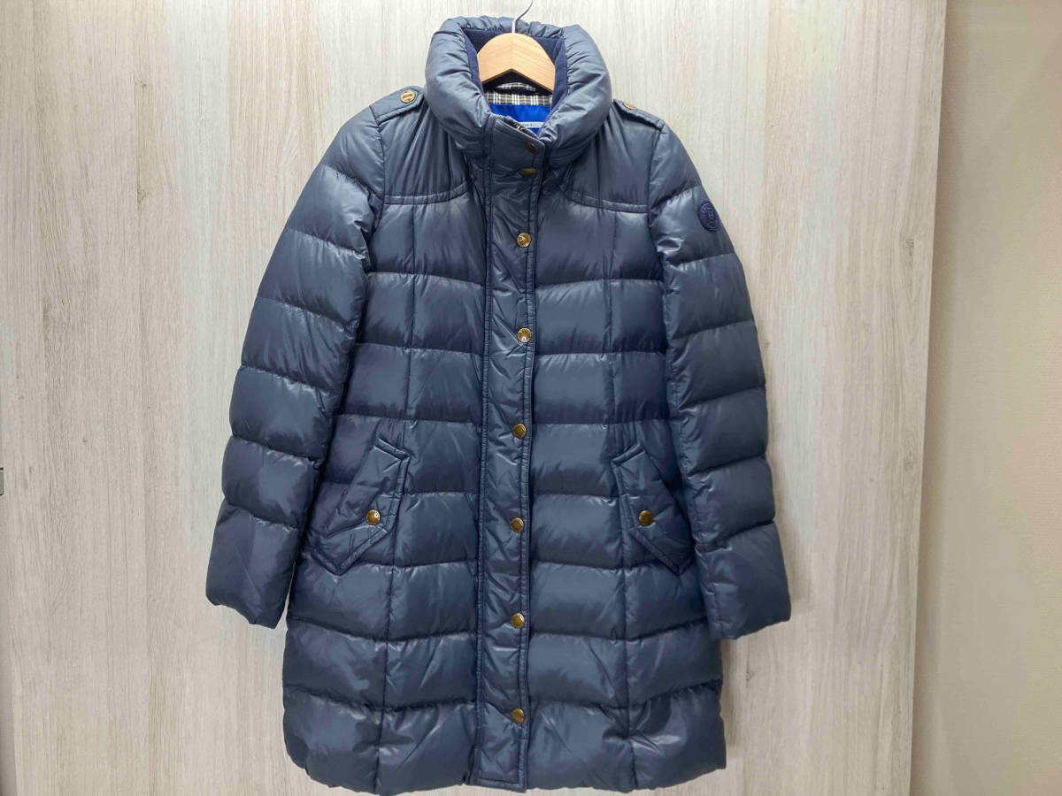 BURBERRY BLUE LABEL/バーバリーブルーレーベルダウンコート E1A80-880-29 ナイロン　裏地チェック　サイズ40 フード・ファー欠品