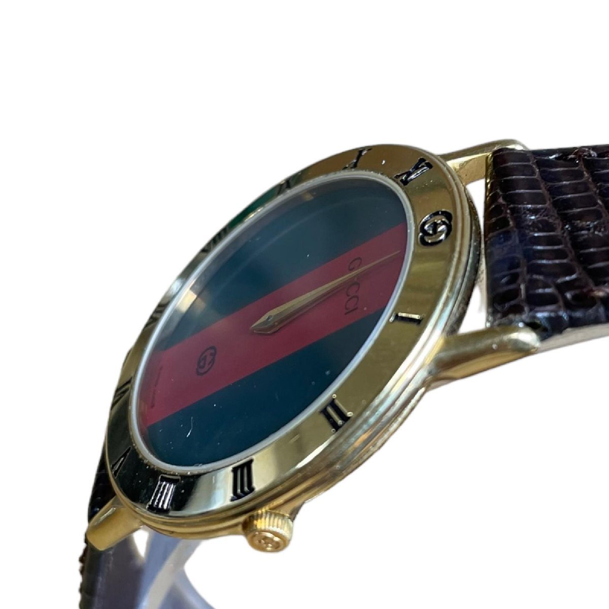 全国無料，低価 GUCCI グッチ シェリーライン文字盤 ゴールド 革ベルト 