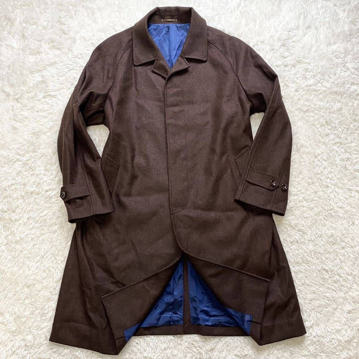 【人気定番，限定セール】 極希少●3XL!!【高級カノニコ生地】銀座グローバルスタイル ステンカラーコート ワインレッド ウール 100% ロング 比翼 大きいサイズ 青 赤