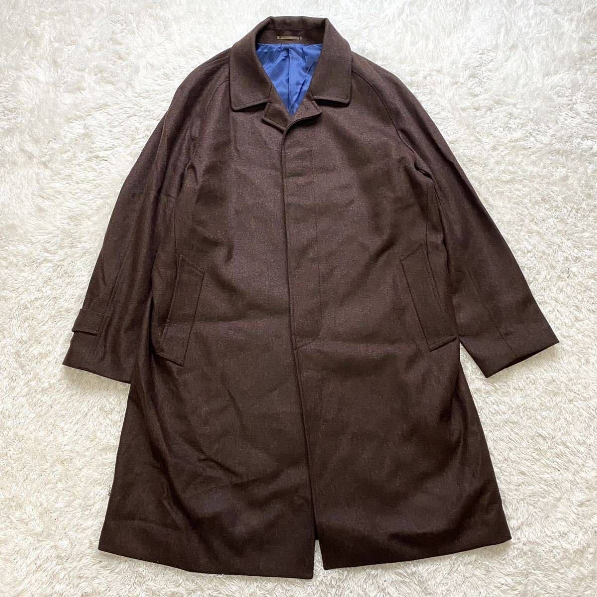 【人気定番，限定セール】 極希少●3XL!!【高級カノニコ生地】銀座グローバルスタイル ステンカラーコート ワインレッド ウール 100% ロング 比翼 大きいサイズ 青 赤