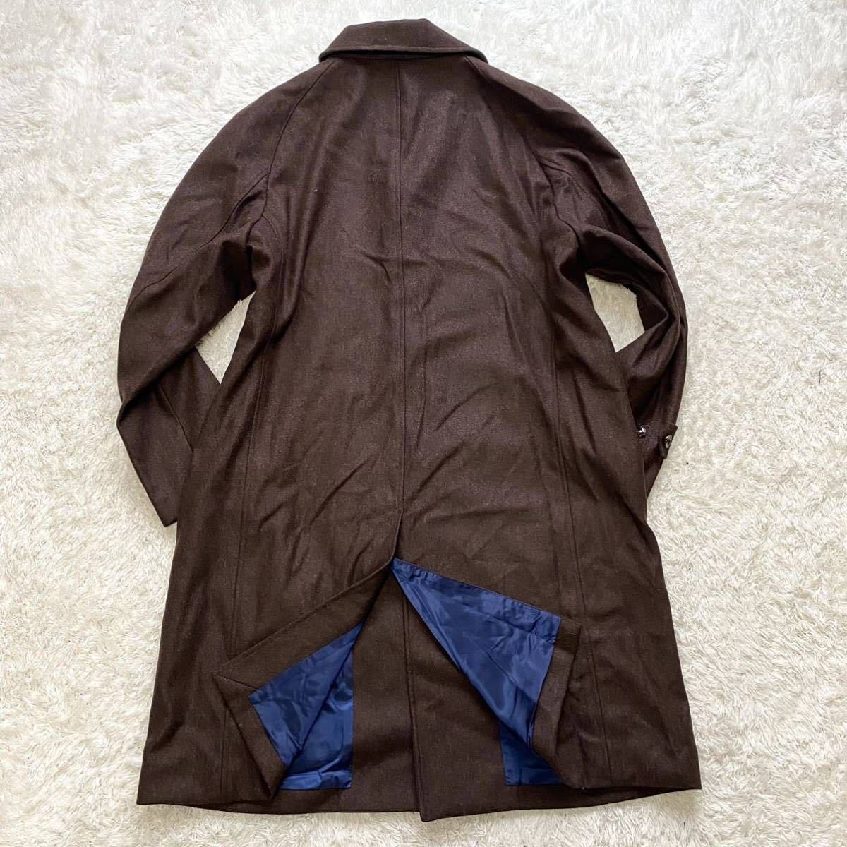 【人気定番，限定セール】 極希少●3XL!!【高級カノニコ生地】銀座グローバルスタイル ステンカラーコート ワインレッド ウール 100% ロング 比翼 大きいサイズ 青 赤