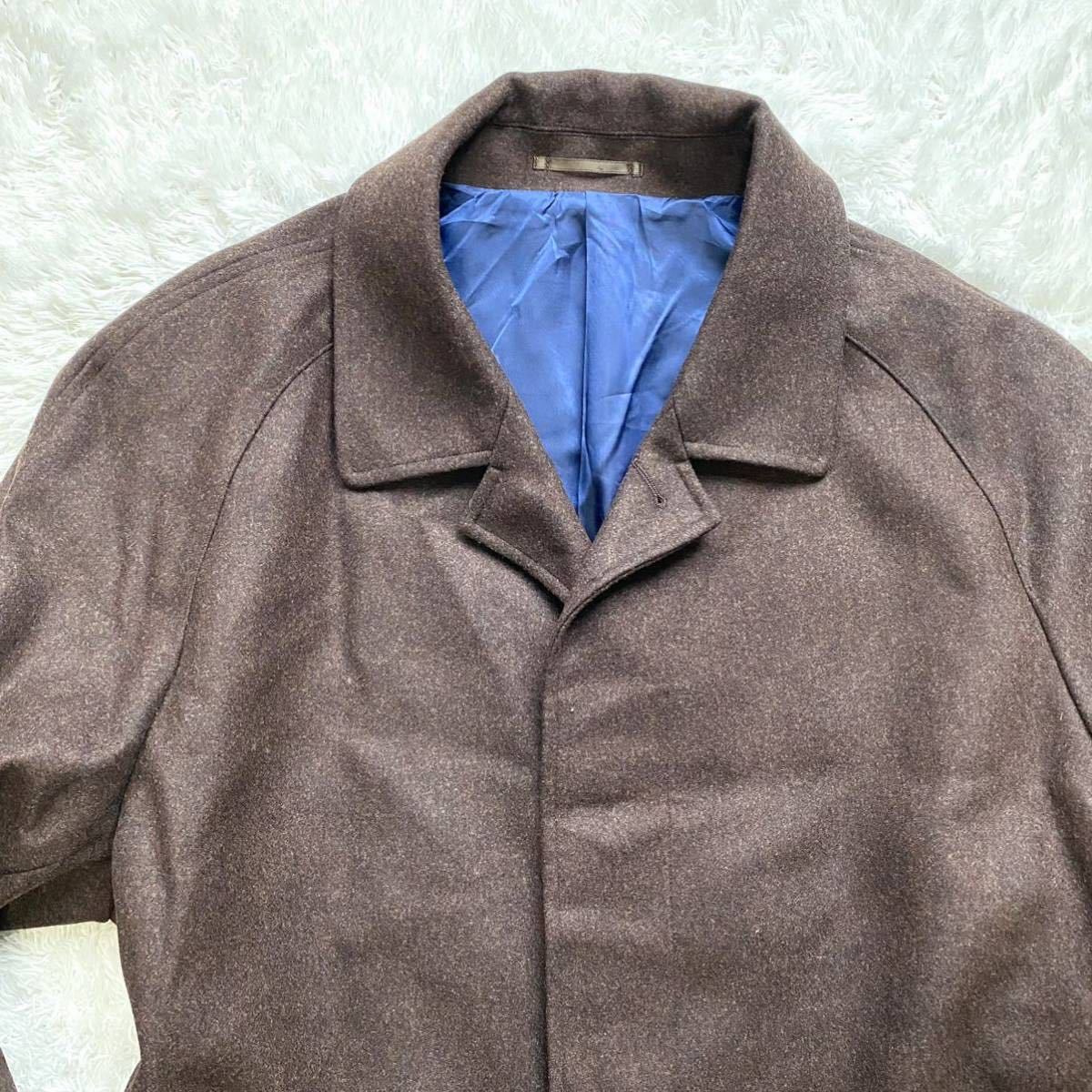 【人気定番，限定セール】 極希少●3XL!!【高級カノニコ生地】銀座グローバルスタイル ステンカラーコート ワインレッド ウール 100% ロング 比翼 大きいサイズ 青 赤