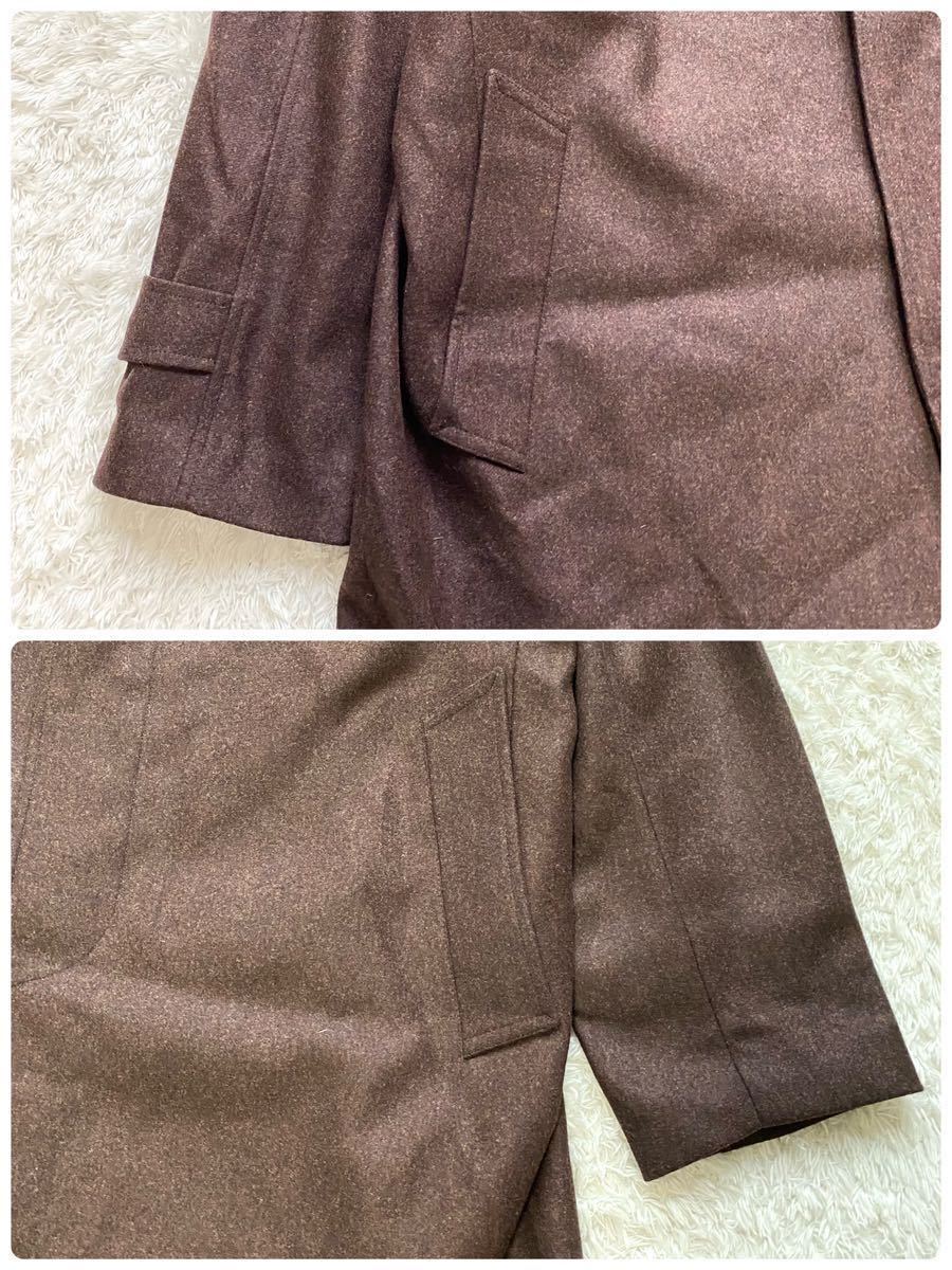 【人気定番，限定セール】 極希少●3XL!!【高級カノニコ生地】銀座グローバルスタイル ステンカラーコート ワインレッド ウール 100% ロング 比翼 大きいサイズ 青 赤