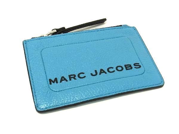 1円 ■美品■ MARC JACOBS マークジェイコブス レザー コインケース パスケース 定期入れ 小銭入れ ブルー系 AV0838