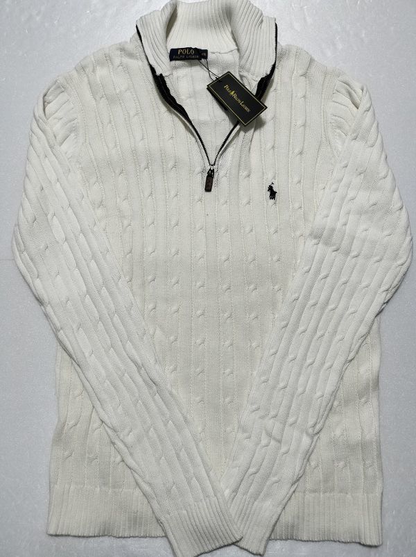 1円開始　未使用　481　XXL　white　Polo Ralph Lauren　ポロ ラルフ ローレン　ハーフジップ　セーター