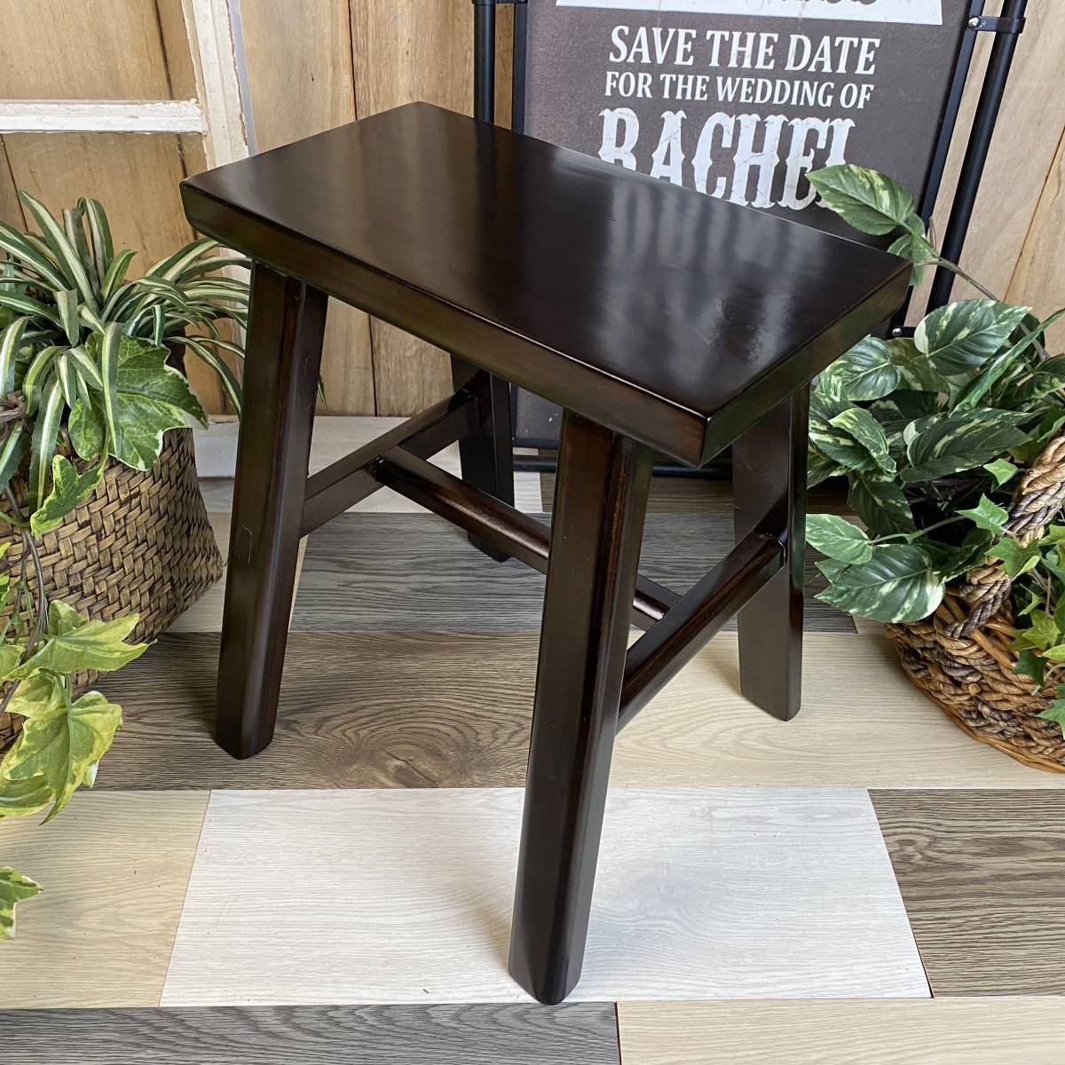 セール！送料無料☆ウッドスツールブラウン☆天然無垢材☆木製☆柳材