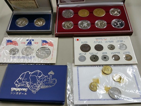 SNFO34　世界のコイン　記念コイン　韓国 ソウルオリンピック　シンガポール　日本近代コイン など　おまとめ