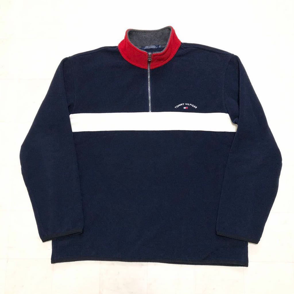 【人気】TOMMY HILFIGER トミーヒルフィガー ハーフジップフリースジャケット プルオーバー 男性用 メンズ XLサイズ 古着 YE198