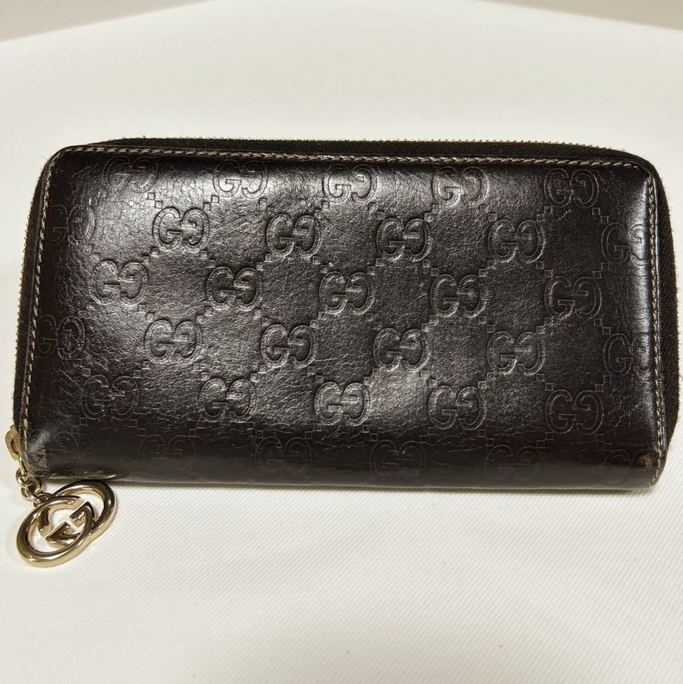 GUCCI グッチ 長財布 GG柄 グッチシマ ラウンドファスナー GG金具