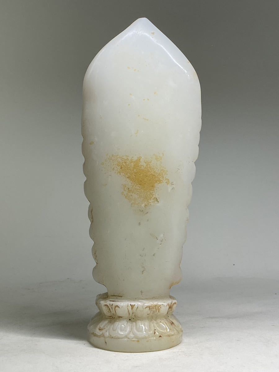 52 京都買取品 白砡(白玉)観音立像と輪袈裟(検索:仏教美術 仏像 彫刻