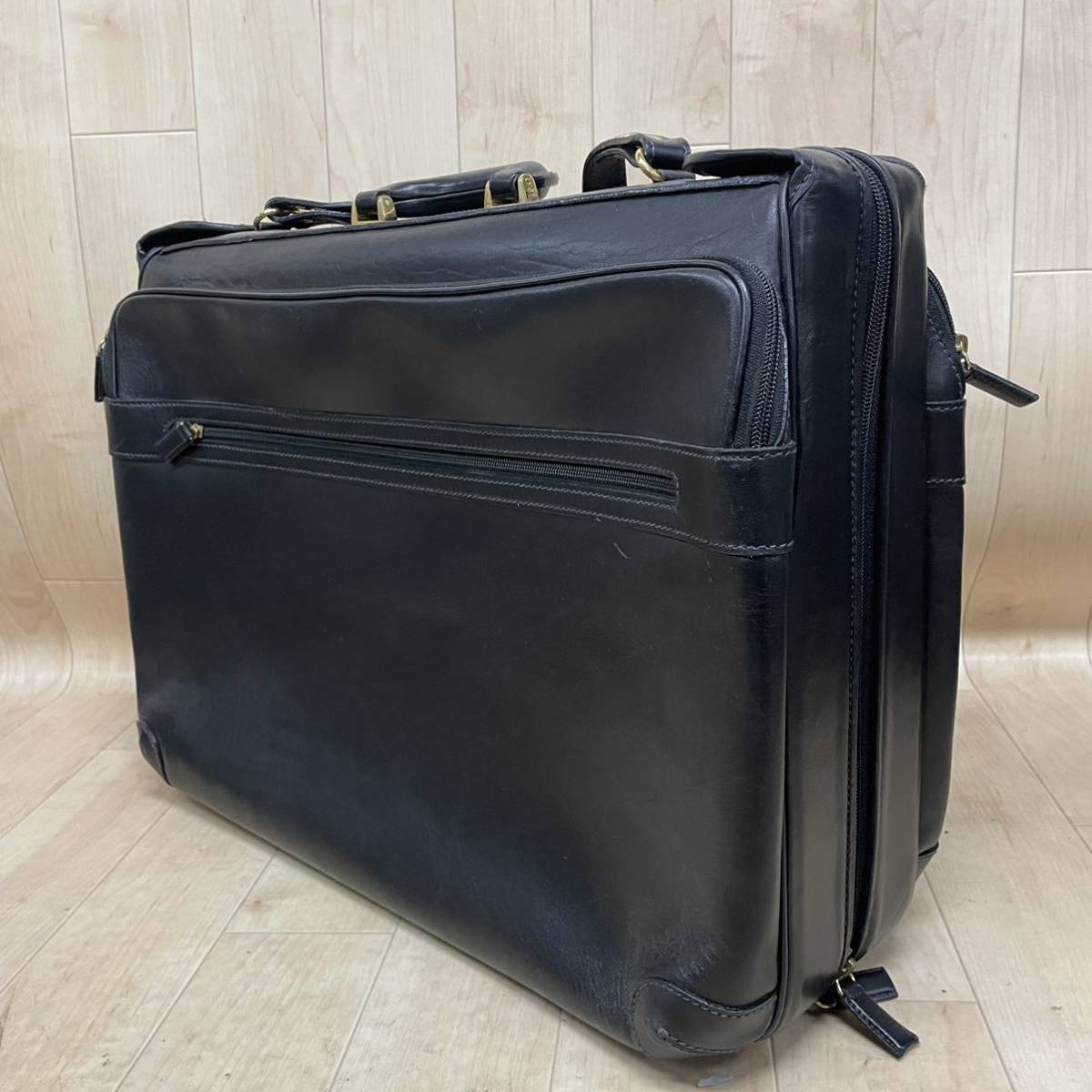 BALLY バリー 2way 旅行バッグ 黒 ショルダー付 レザー 鞄 ゴールド 大