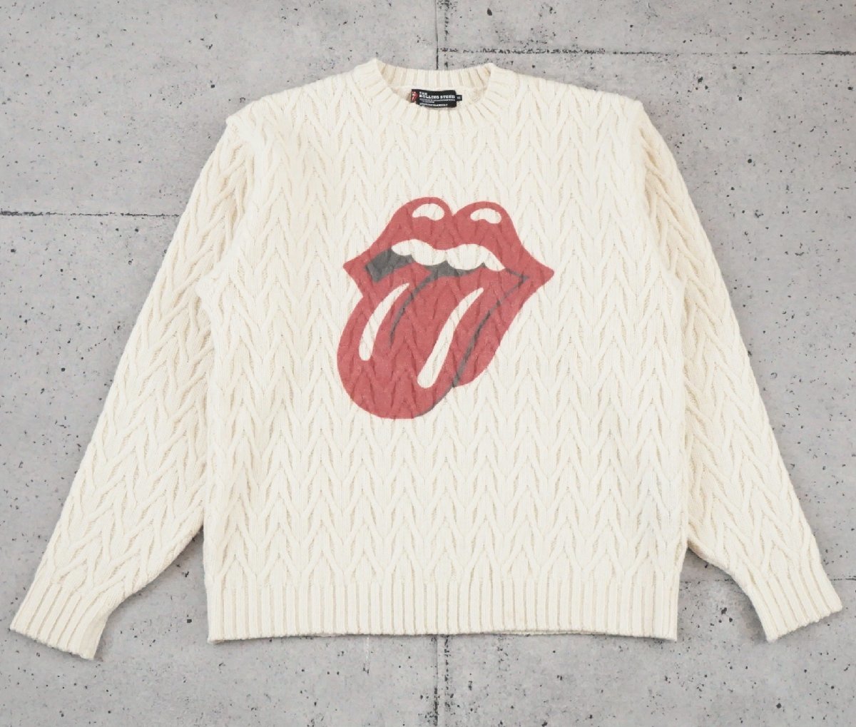 HYSTERIC GLAMOUR ヒステリックグラマー THE ROLLING STONES ローリングストーンズ クルーネック ニット ホワイト サイズM 06203NS02