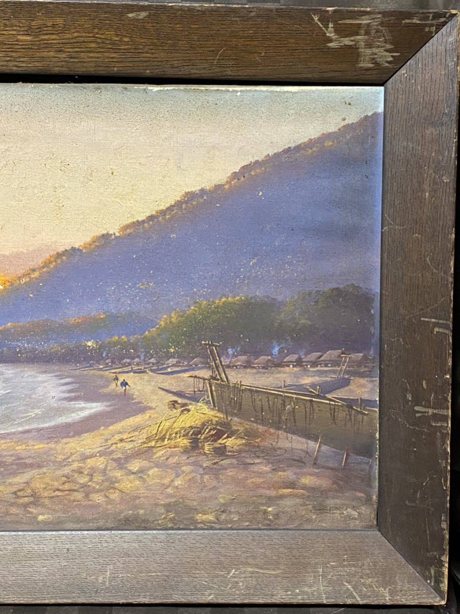 風景画 油彩画 額装 P10号 作者不詳「風景画」額装○油彩画作品