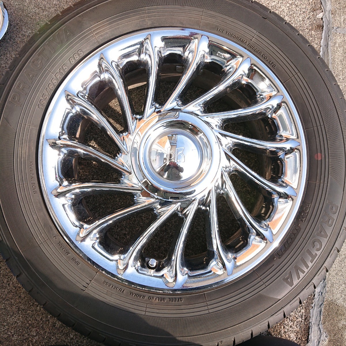 トヨタ bB純正 メッキアルミホイール 4本 夏タイヤ残6.0mm 185/65 R15