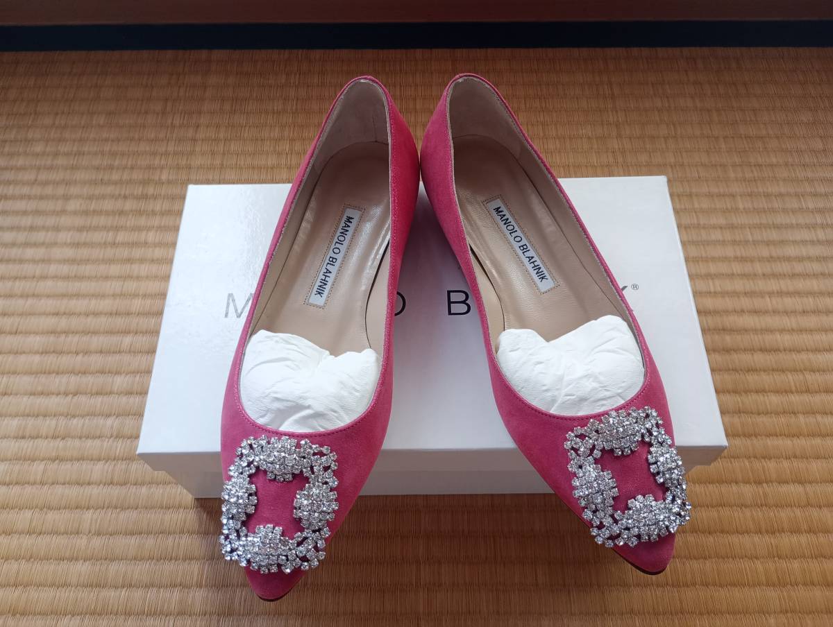 MANOLO BLAHNIK マロノブラニク フラットパンプ ピンクスエード サイズ