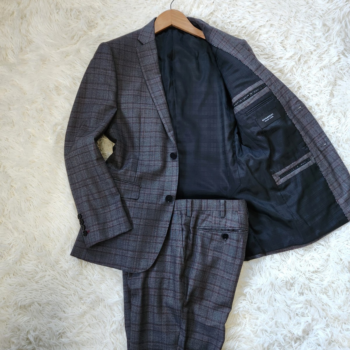 バーバリーブラックレーベル スーツセットアップ チェック 2B 38L