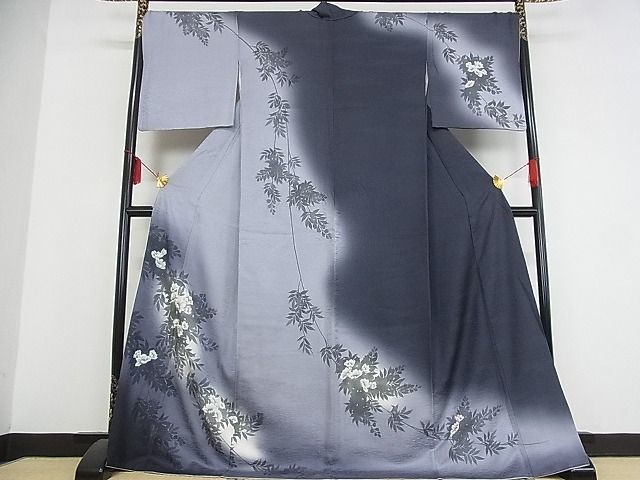 平和屋-こころ店■極上　訪問着　手描き　枝花文　暈し染め　ロング丈　着丈173.5cm　裄丈69.5cm　正絹　逸品　3kk3392