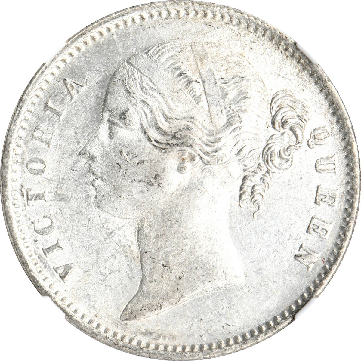 1円〜【日曜日終了】1840(B&C) インド 1R銀貨 NGC MS61 未使用 世界コイン