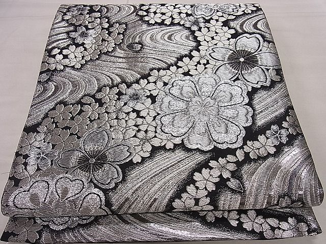正絹 逸品 金糸 流水笹の葉文 平和屋1□六通柄袋帯
