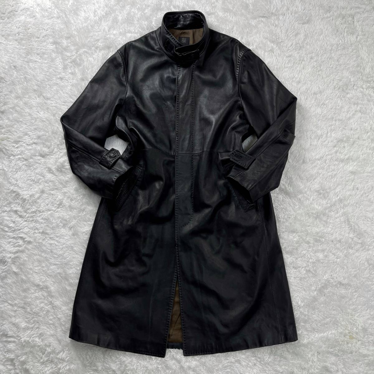 激レア⭐️G-STAGE ラムレザー ロングコート ブラック XLサイズ ジーステージ 【極上ラムレザー】 ロングコート スタンドカラー ロング