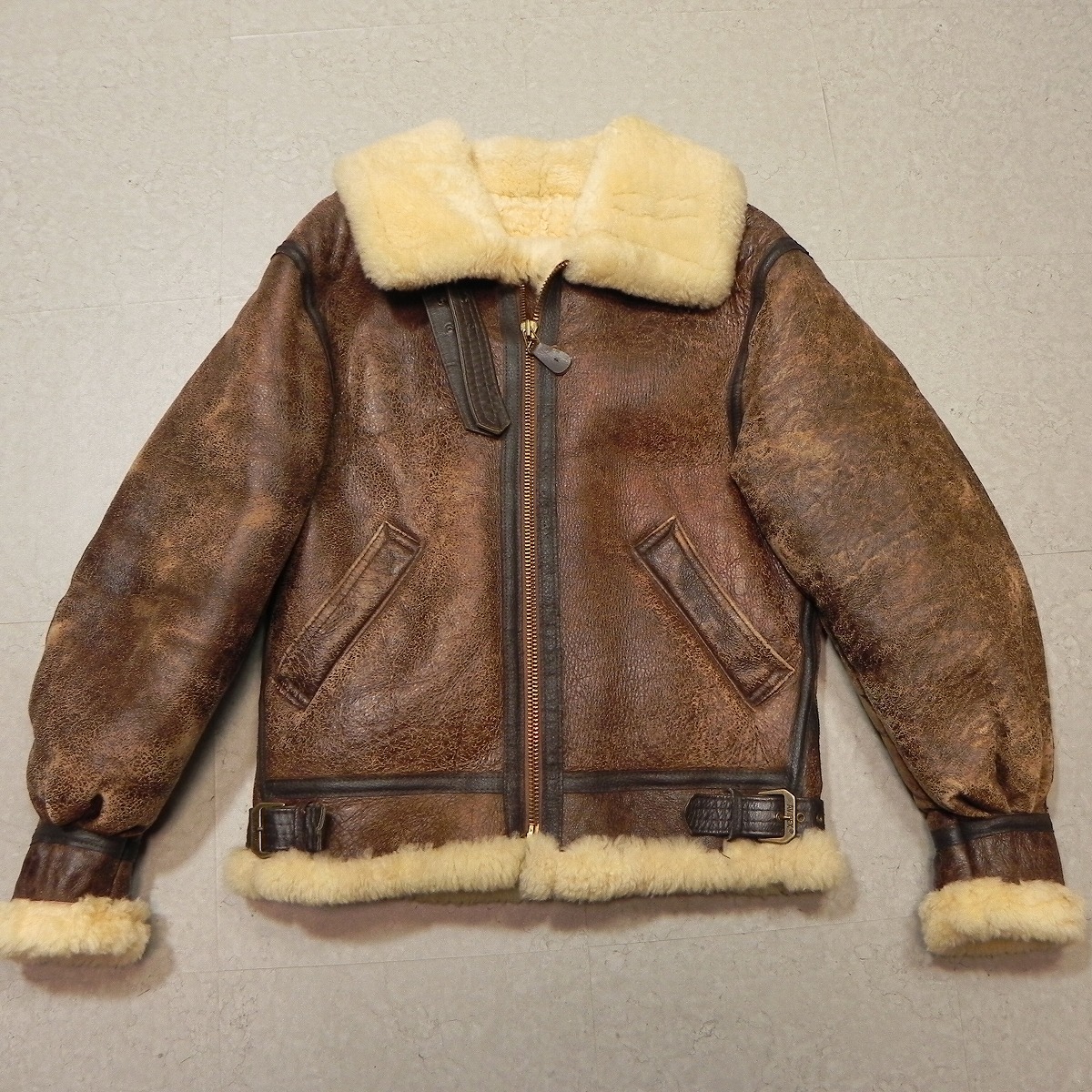 【中古】USA製 アヴィレックス AVIREX【B-3 ムートンボンバージャケット】34 ブラウン フライトジャケット ミリタリー 古着 ★h