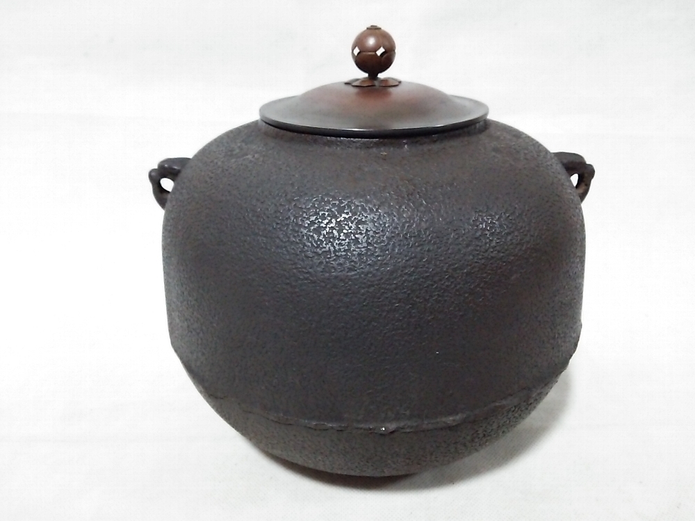 茶釜(美品) D-350お茶道具 お茶釜丸形釜一 釜師十
