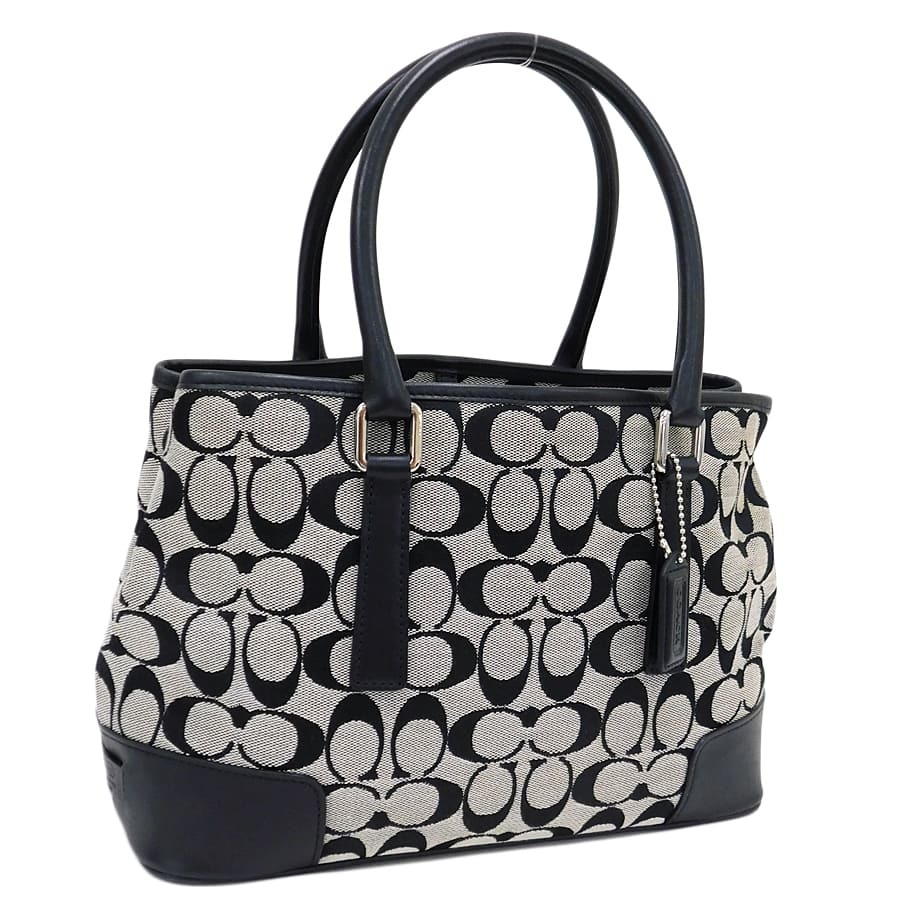 1円 ■ 極美品 コーチ トートバッグ 6089 ブラック系×グレー系 キャンバス シグネチャー COACH ■E.Bmis.oR-8