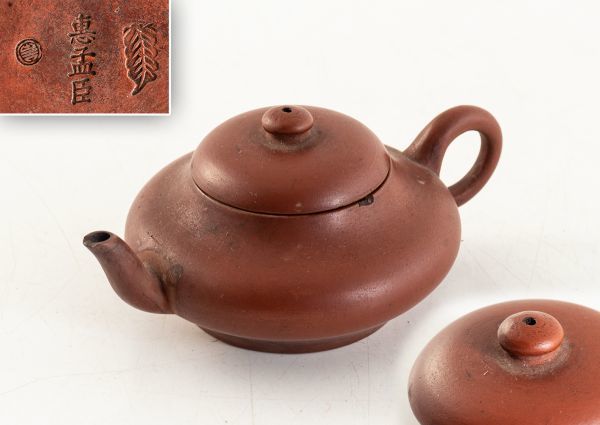中国 古玩 唐物 朱泥　急須 荊渓 惠孟臣　製 在銘　煎茶道具 紫砂 鐵壷 湯沸 茶器_1