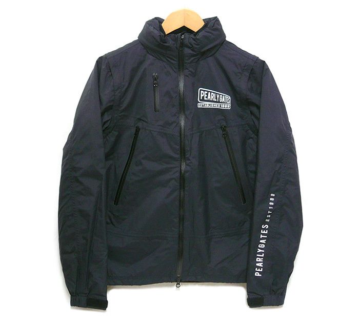 ◎美品 PEARLY GATES パーリーゲイツ ジップアップ ナイロン ジャケット フリースインナー付 2 紺 黒 ゴルフウェア レディース ON5642