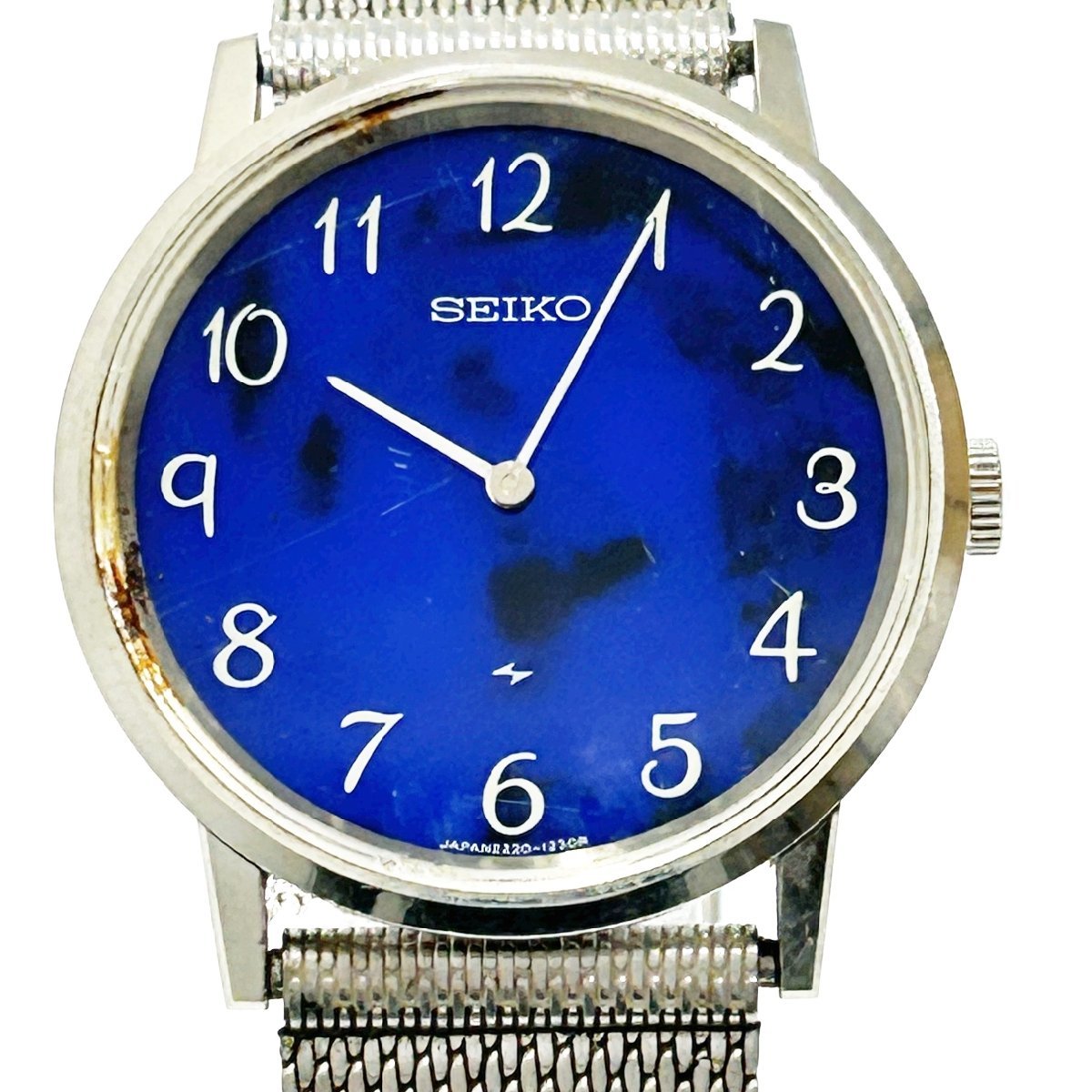 1円スタート】SEIKO セイコー 2220-0460 シャリオ SS ネイビー文字盤 