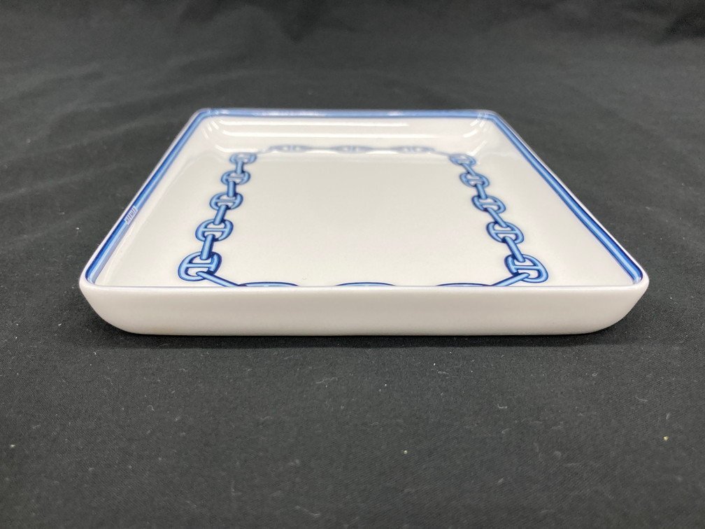 エルメス HERMES シェーヌダンクル シェーヌダンクルプラチナ 食器 ホワイト 22.5cm 皿 手元に在庫あり直営店 004107P2 ブルー □美品□ プレート 送料無料 スクエア 皿の通販