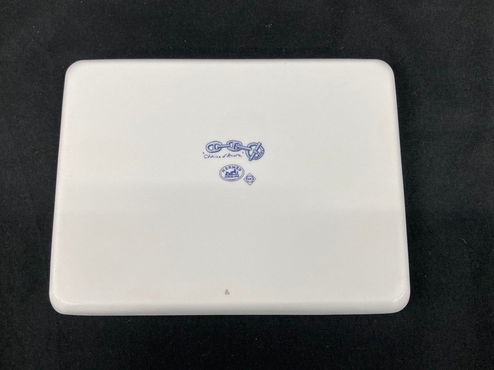 エルメス HERMES シェーヌダンクル シェーヌダンクルプラチナ 食器 ホワイト 22.5cm 皿 手元に在庫あり直営店 004107P2 ブルー □美品□ プレート 送料無料 スクエア 皿の通販
