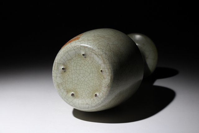 博物館展示品 来歴有 2155 宋時代 汝窯花入 高さ約22cm (検)青磁 花瓶