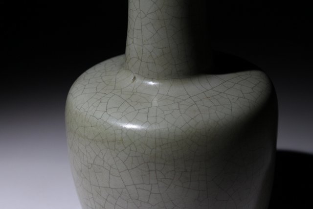 博物館展示品 来歴有 2155 宋時代 汝窯花入 高さ約22cm (検)青磁 花瓶